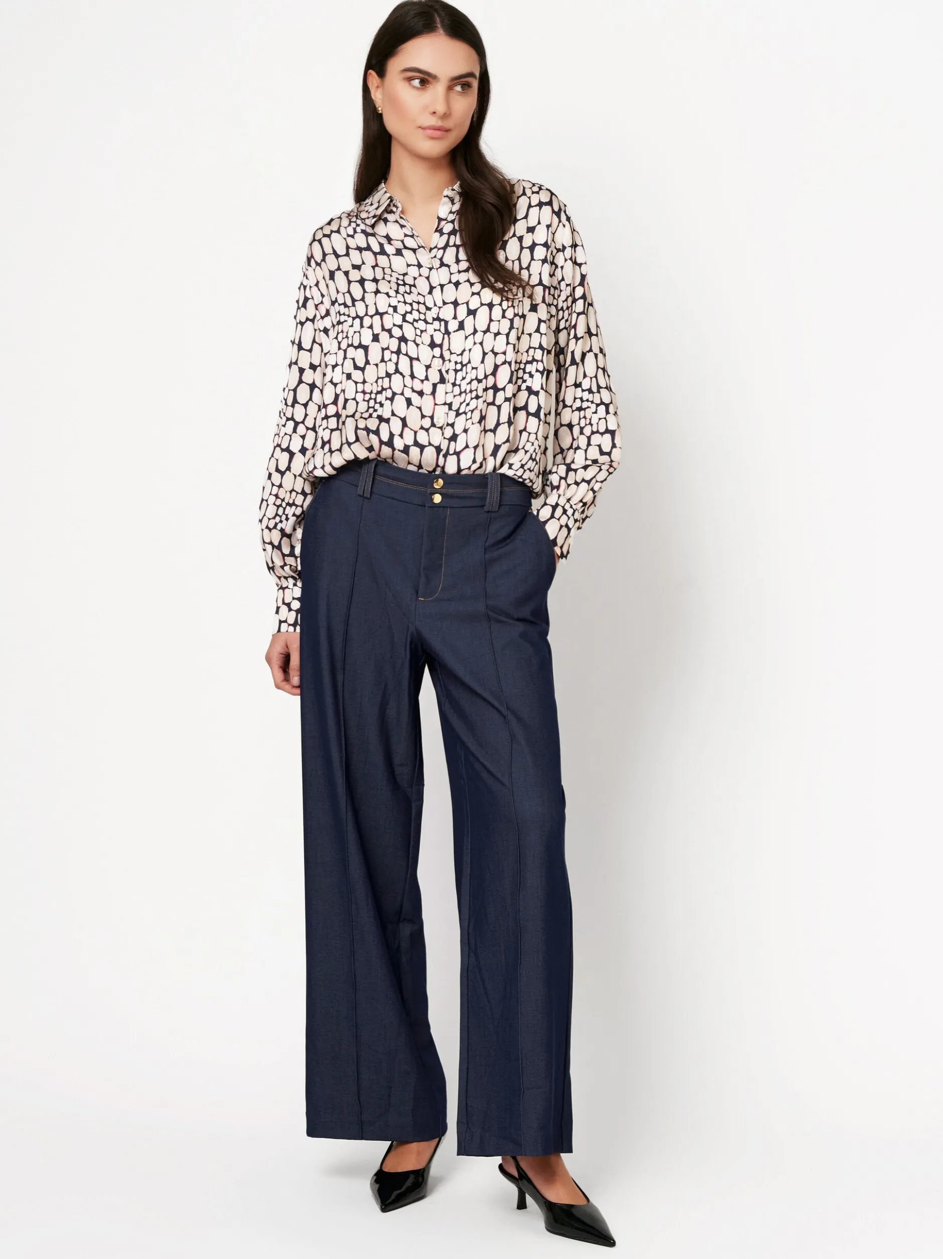 DESOTO Damen Bluse - Lena in blau - Ärmel: langarm