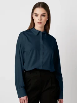 DESOTO Damen Bluse - Lizzy in blau - Ärmel: langarm