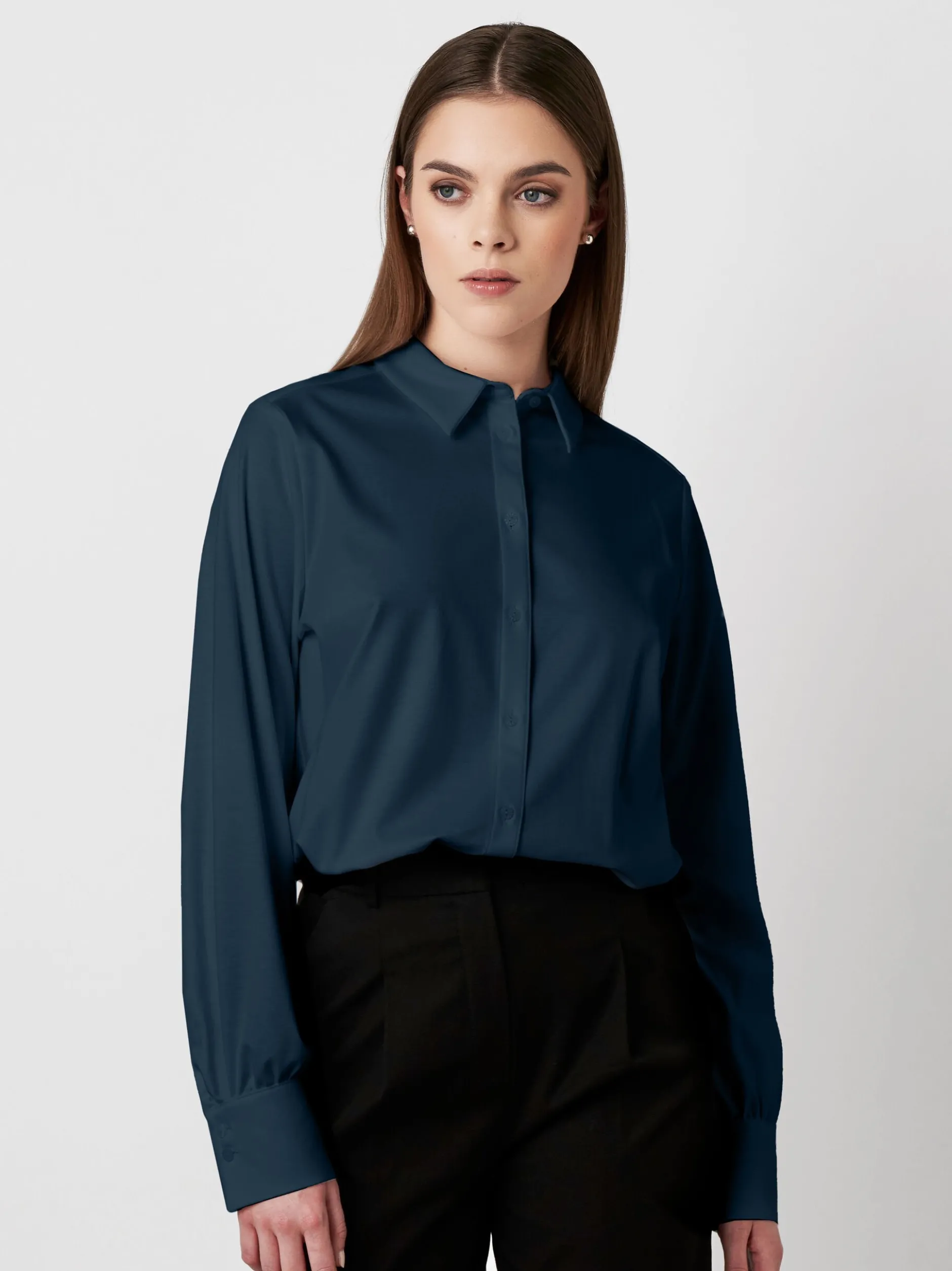 DESOTO Damen Bluse - Lizzy in blau - Ärmel: langarm