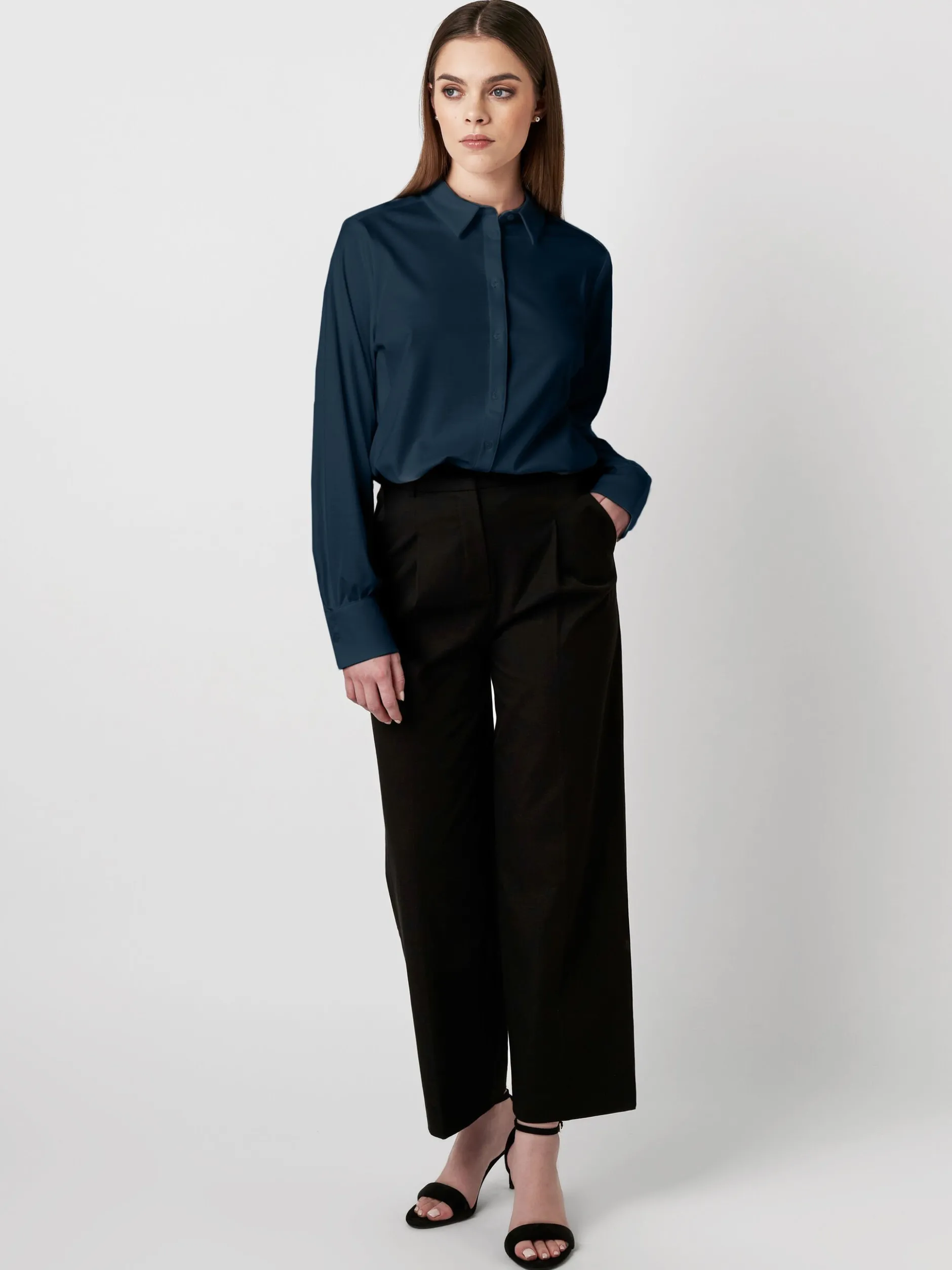 DESOTO Damen Bluse - Lizzy in blau - Ärmel: langarm