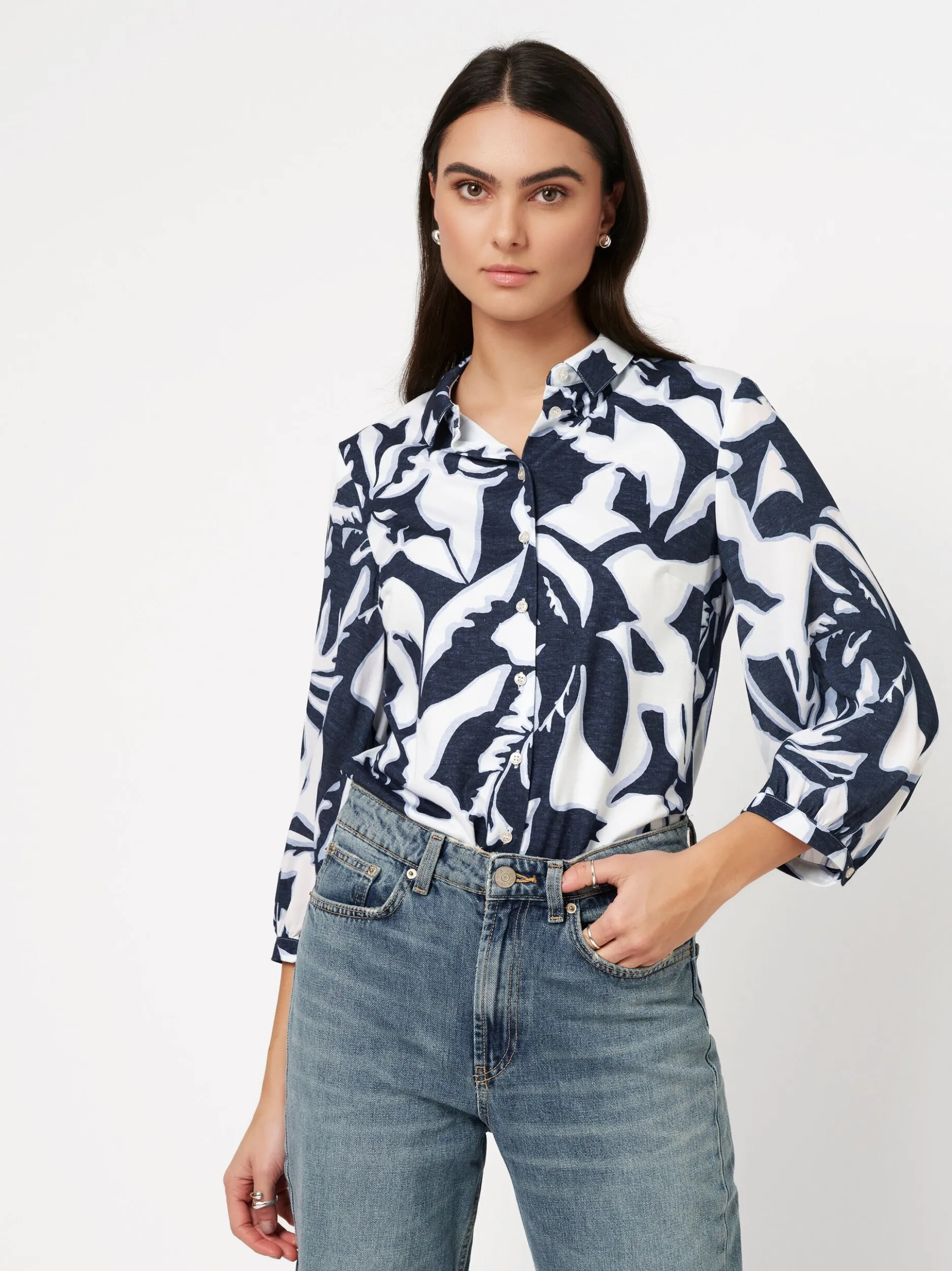 DESOTO Damen Bluse - Pia in blau - Ärmel: langarm