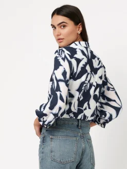 DESOTO Damen Bluse - Pia in blau - Ärmel: langarm