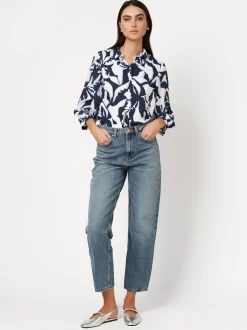 DESOTO Damen Bluse - Pia in blau - Ärmel: langarm