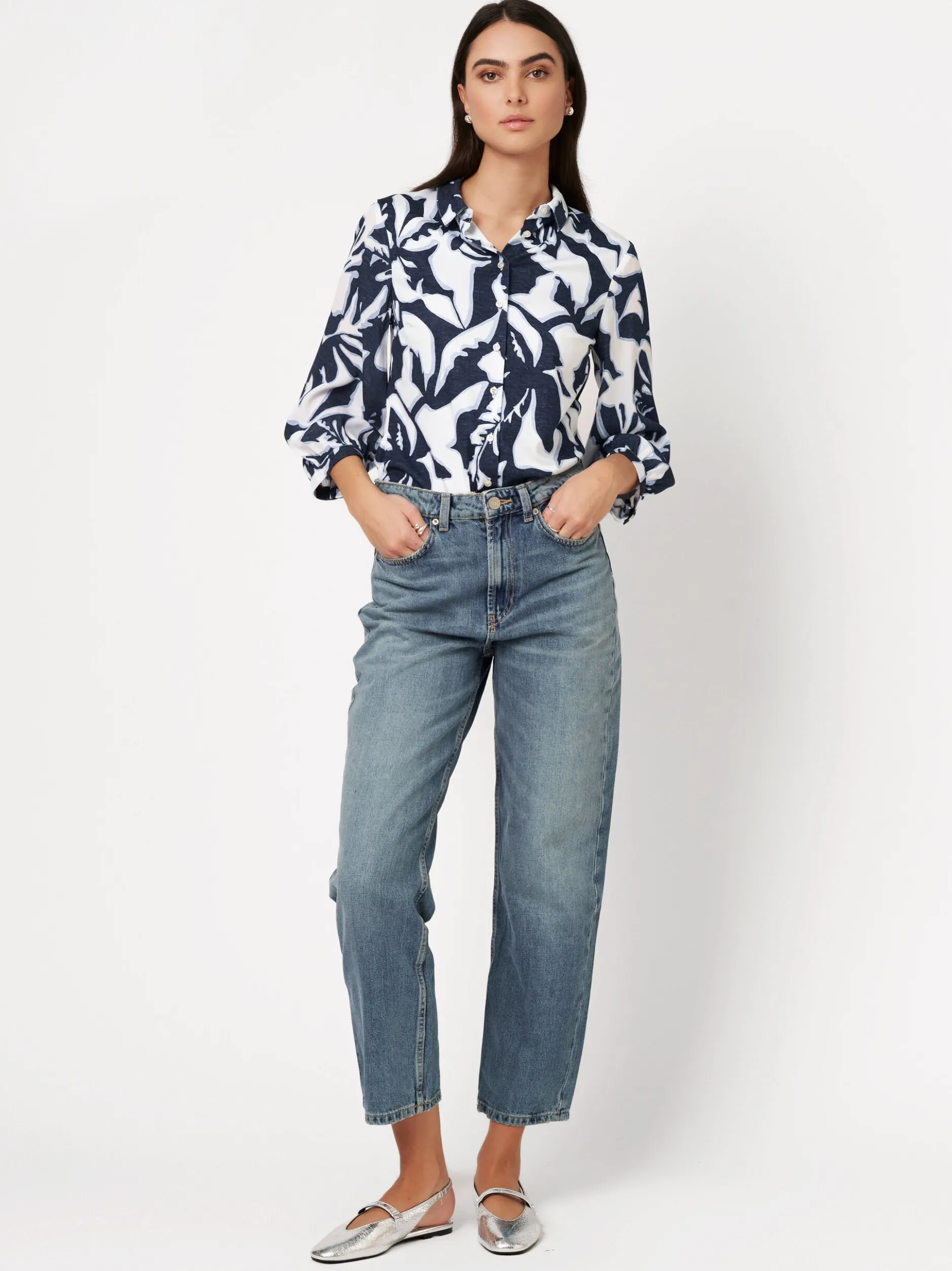 DESOTO Damen Bluse - Pia in blau - Ärmel: langarm