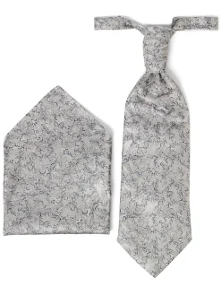 Digel Herren Plastron mit Einstecktuch in hellgrau marine