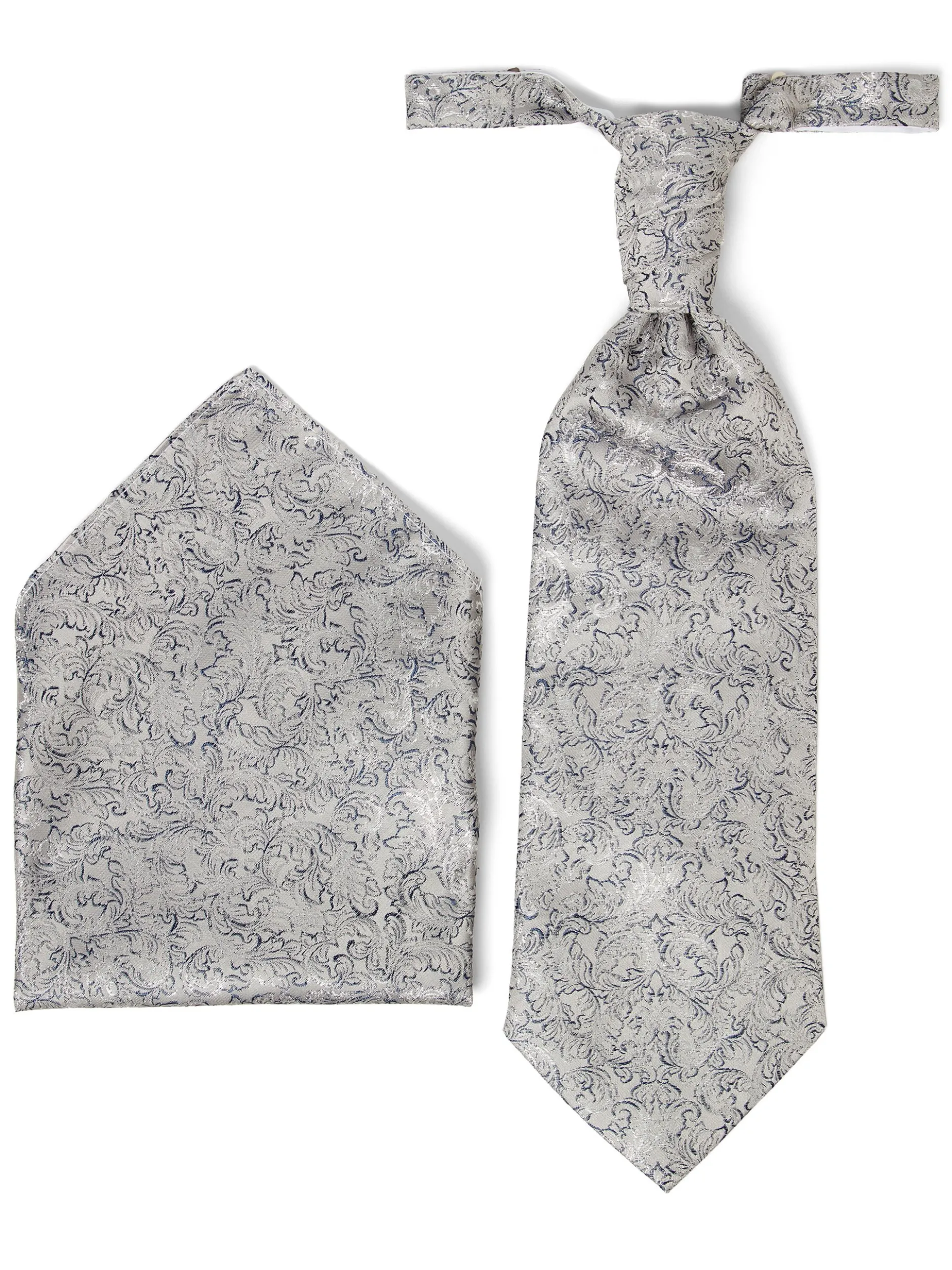 Digel Herren Plastron mit Einstecktuch in hellgrau marine