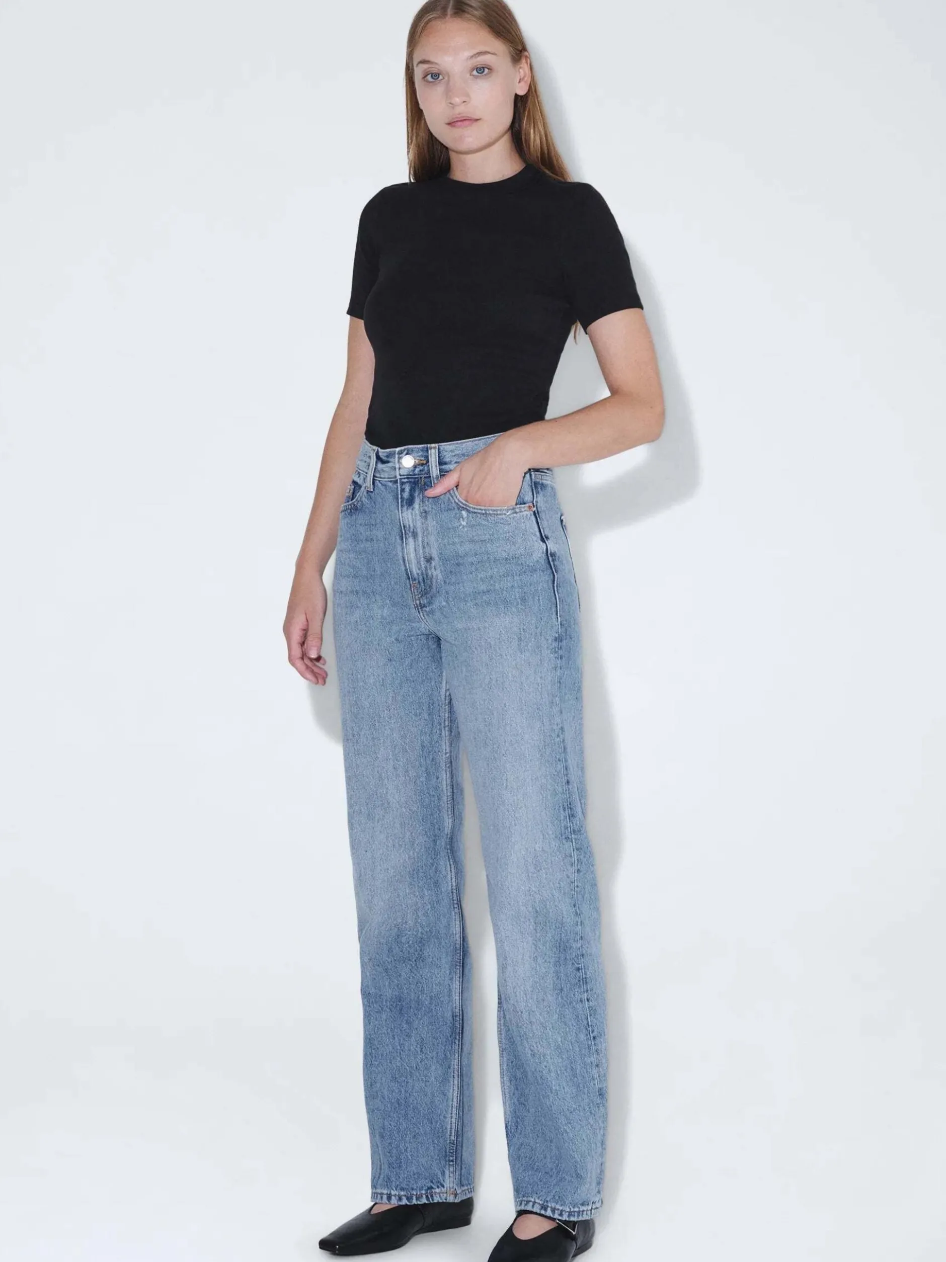 Dr. Denim Damen Jeans – Echo High Straight in light stone