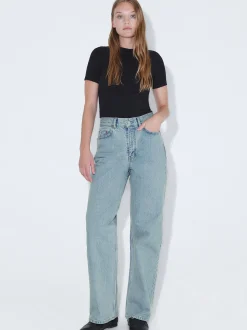 Dr. Denim Damen Jeans – Echo High Straight in light stone