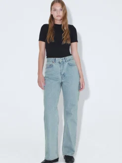 Dr. Denim Damen Jeans – Echo High Straight in light stone