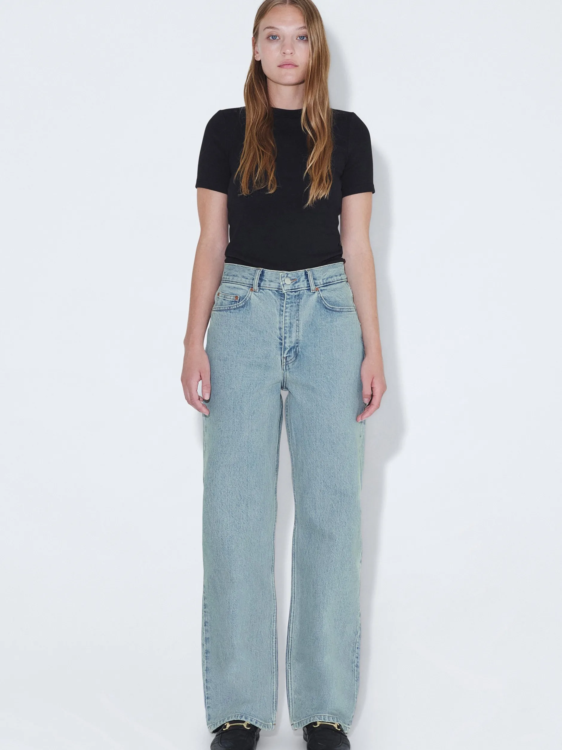 Dr. Denim Damen Jeans – Echo High Straight in light stone