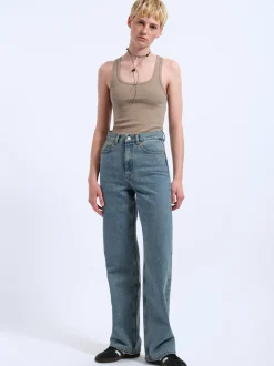Dr. Denim Damen Jeans – Echo High Straight in light stone