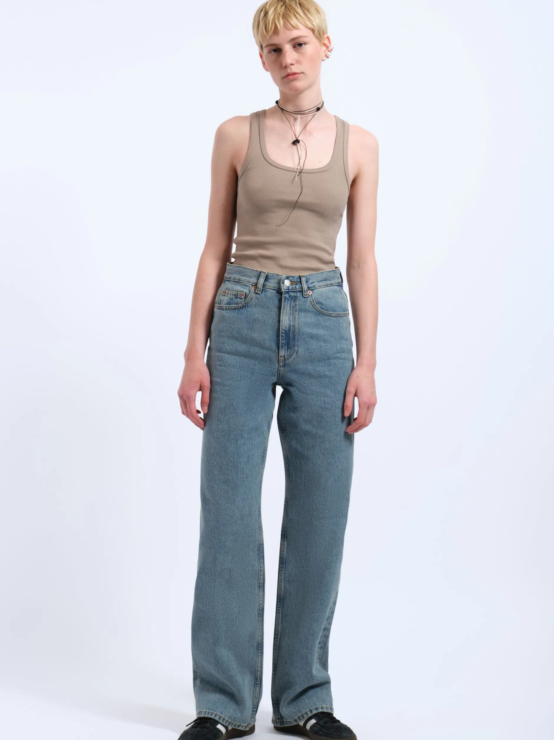 Dr. Denim Damen Jeans – Echo High Straight in light stone