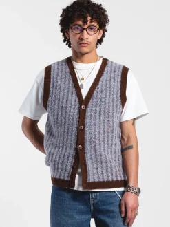 Dr. Denim Unisex Strickweste - Bobby in blau