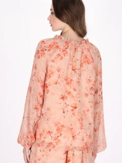 Dreimaster Damen Bluse in aprikot - Ausschnitt: Rundhals