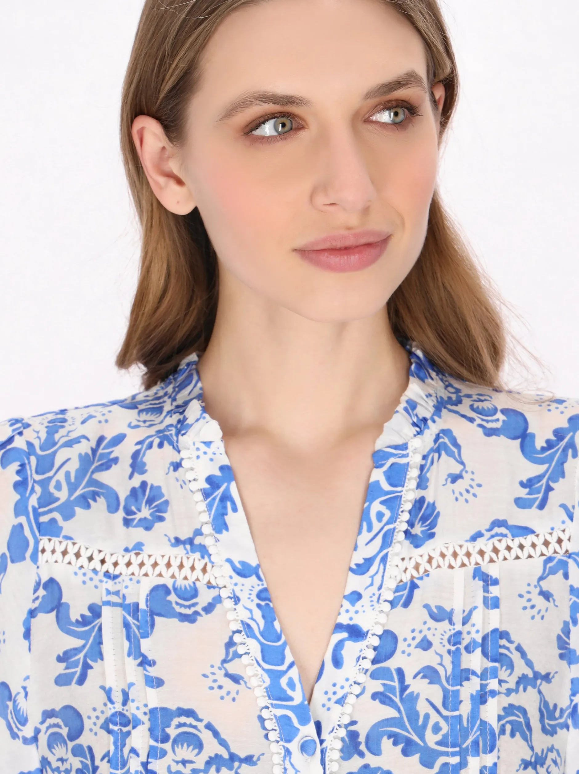 Dreimaster Damen Bluse in blau