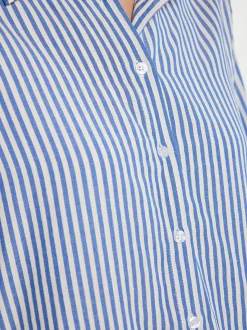 Dreimaster Damen Bluse in blau - Ausschnitt: ohne Kragen