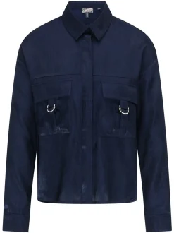 Dreimaster Damen Bluse in marine - Ausschnitt: Envelope