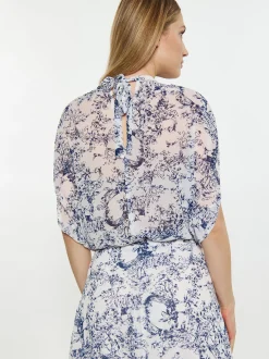 Dreimaster Damen Bluse in marine - Ausschnitt: Rundhals