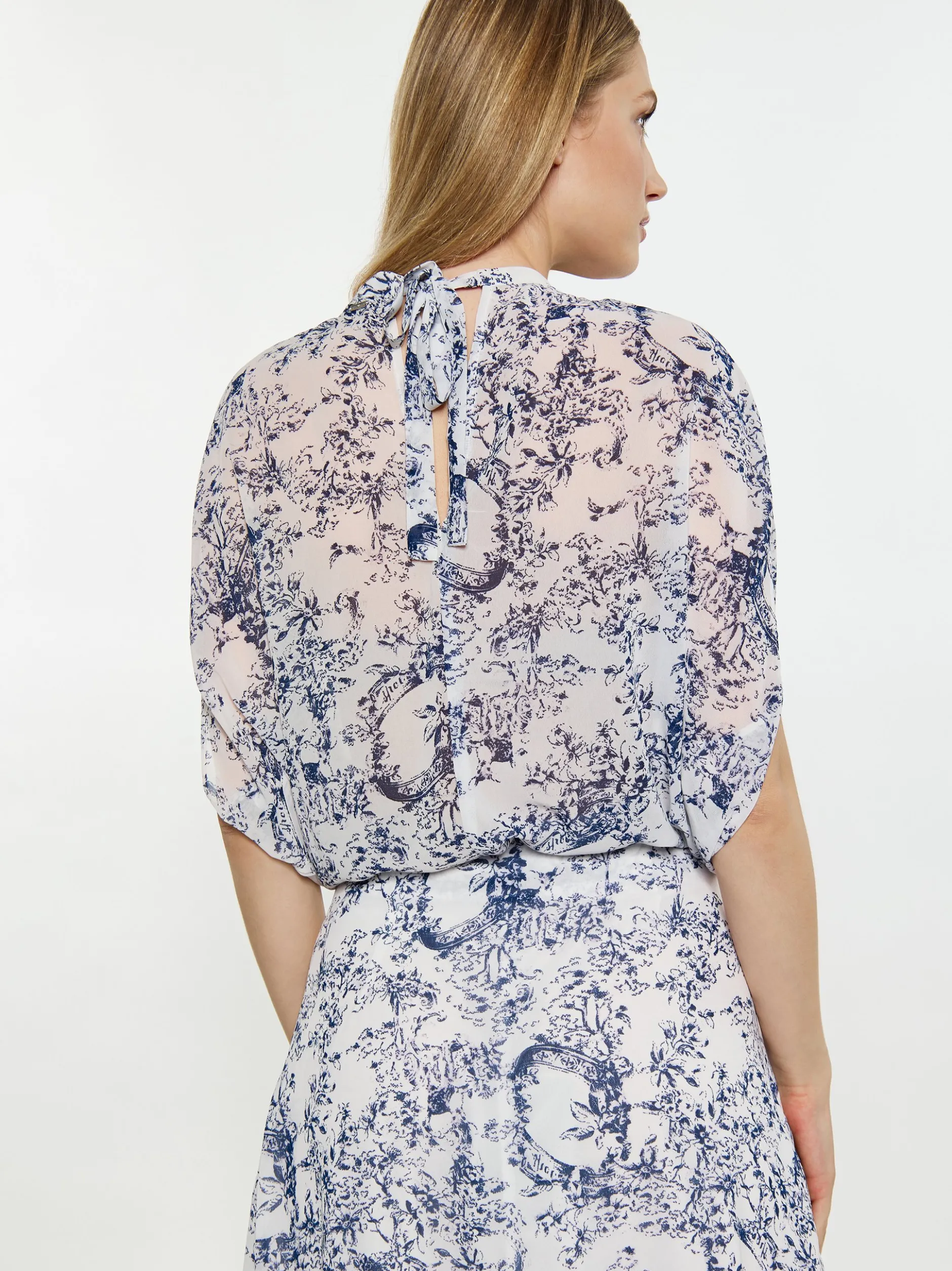 Dreimaster Damen Bluse in marine - Ausschnitt: Rundhals