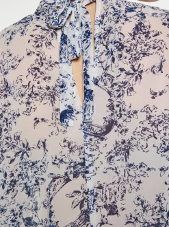 Dreimaster Damen Bluse in marine - Ausschnitt: Rundhals