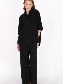 Dreimaster Damen Bluse in schwarz