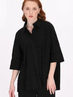 Dreimaster Damen Bluse in schwarz