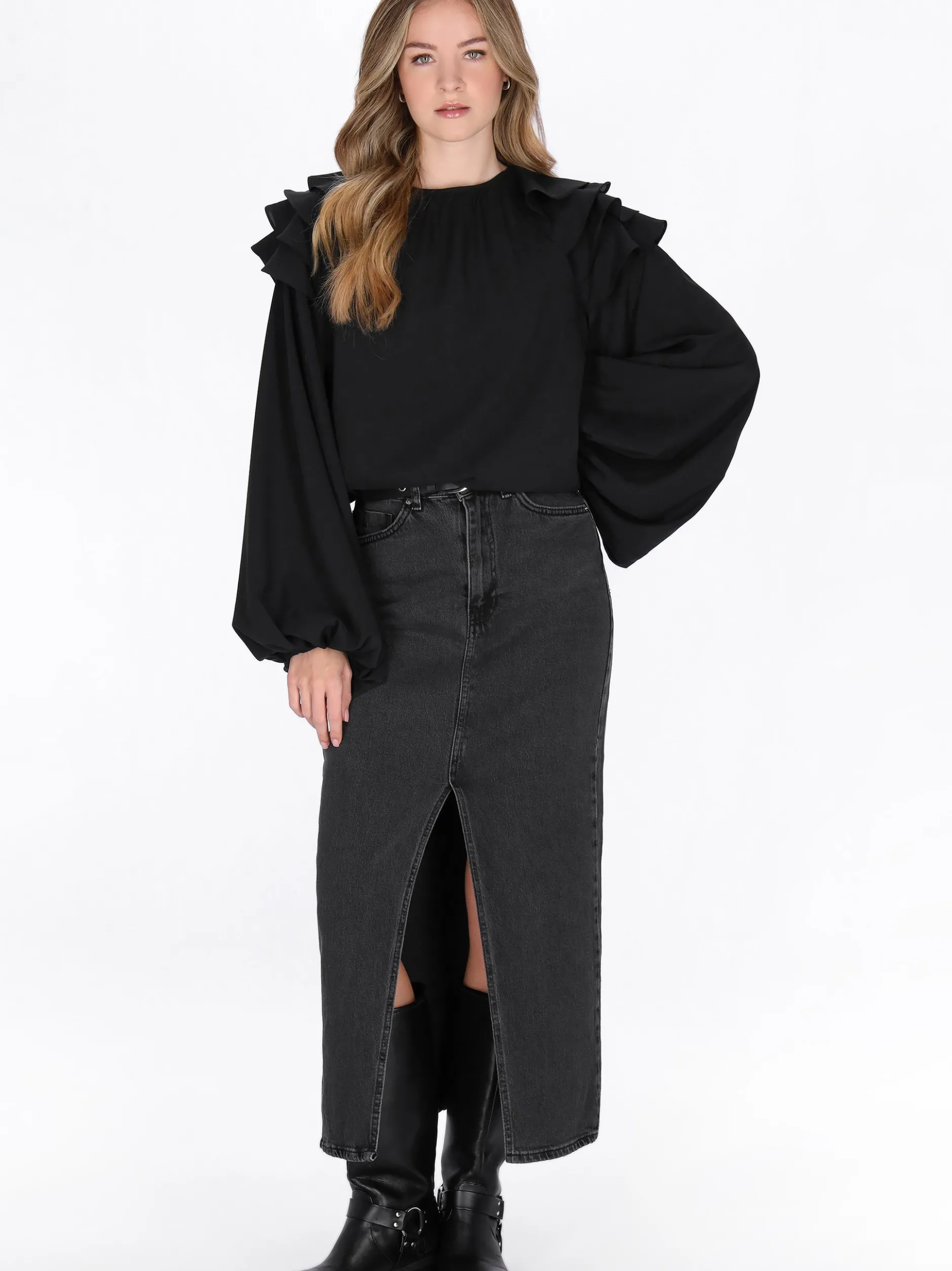 Dreimaster Damen Bluse in schwarz - Ausschnitt: Rundhals