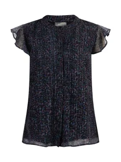 Dreimaster Damen Blusenshirt mit Rüschenärmeln in schwarz
