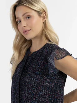 Dreimaster Damen Blusenshirt mit Rüschenärmeln in schwarz
