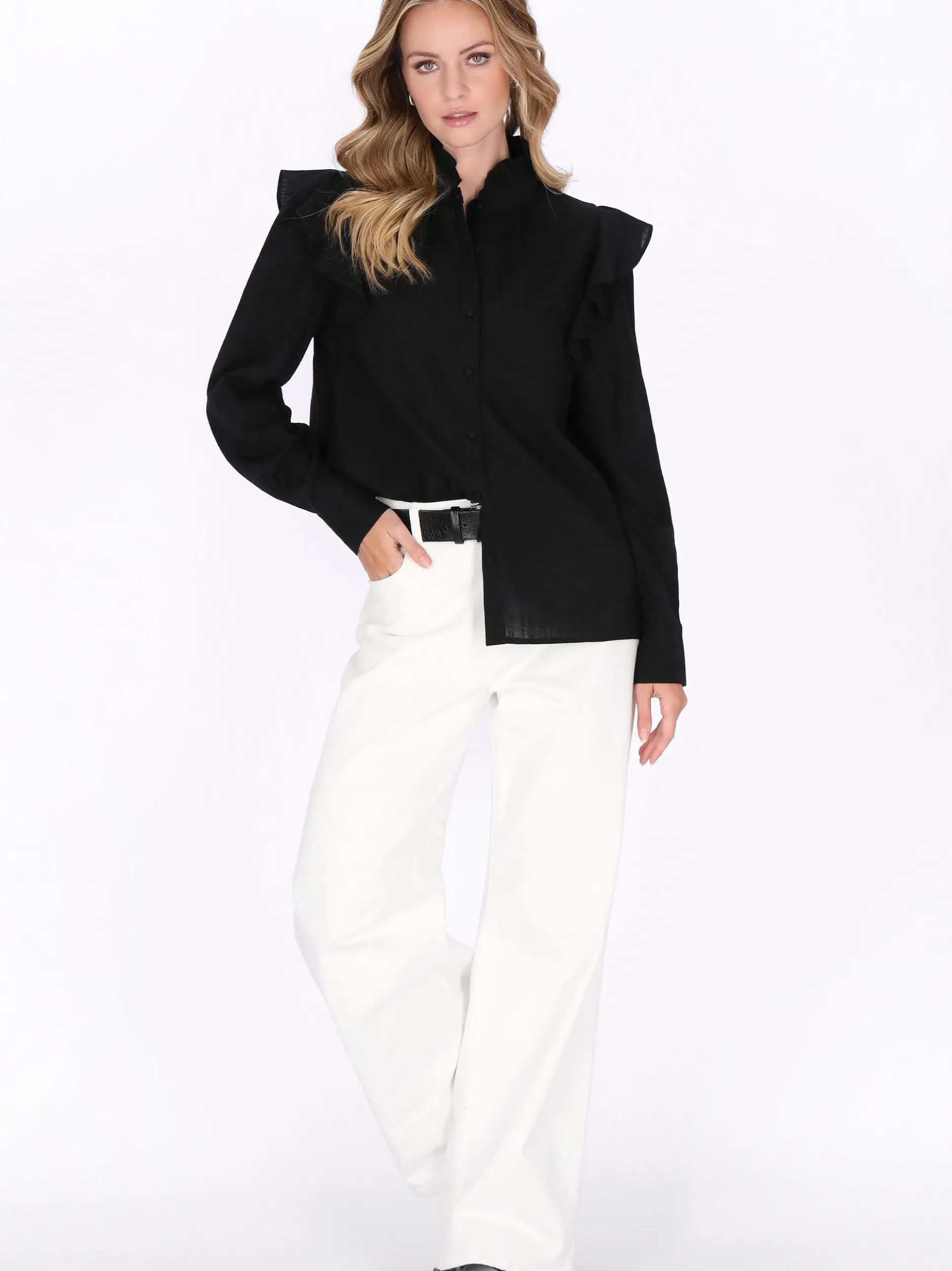 Dreimaster Damen Hemd in schwarz