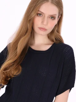 Dreimaster Damen Kleid in blau - Ausschnitt: Rundhals