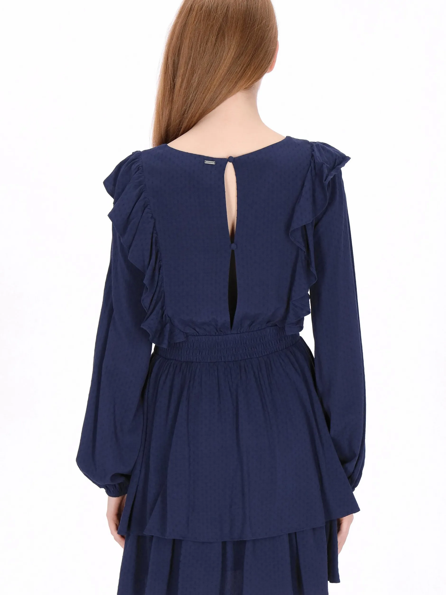 Dreimaster Damen Kleid in blau - Ausschnitt: Rundhals