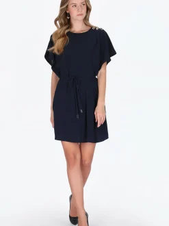 Dreimaster Damen Kleid in blau - Ausschnitt: Rundhals