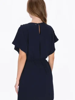 Dreimaster Damen Kleid in blau - Ausschnitt: Rundhals