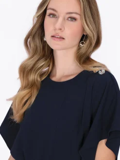 Dreimaster Damen Kleid in blau - Ausschnitt: Rundhals
