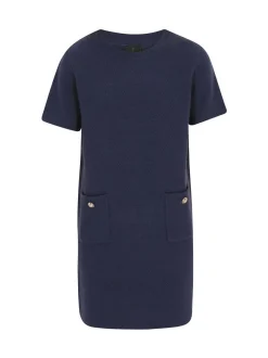 Dreimaster Damen Kleid in blau - Ausschnitt: Rundhals