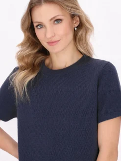 Dreimaster Damen Kleid in blau - Ausschnitt: Rundhals