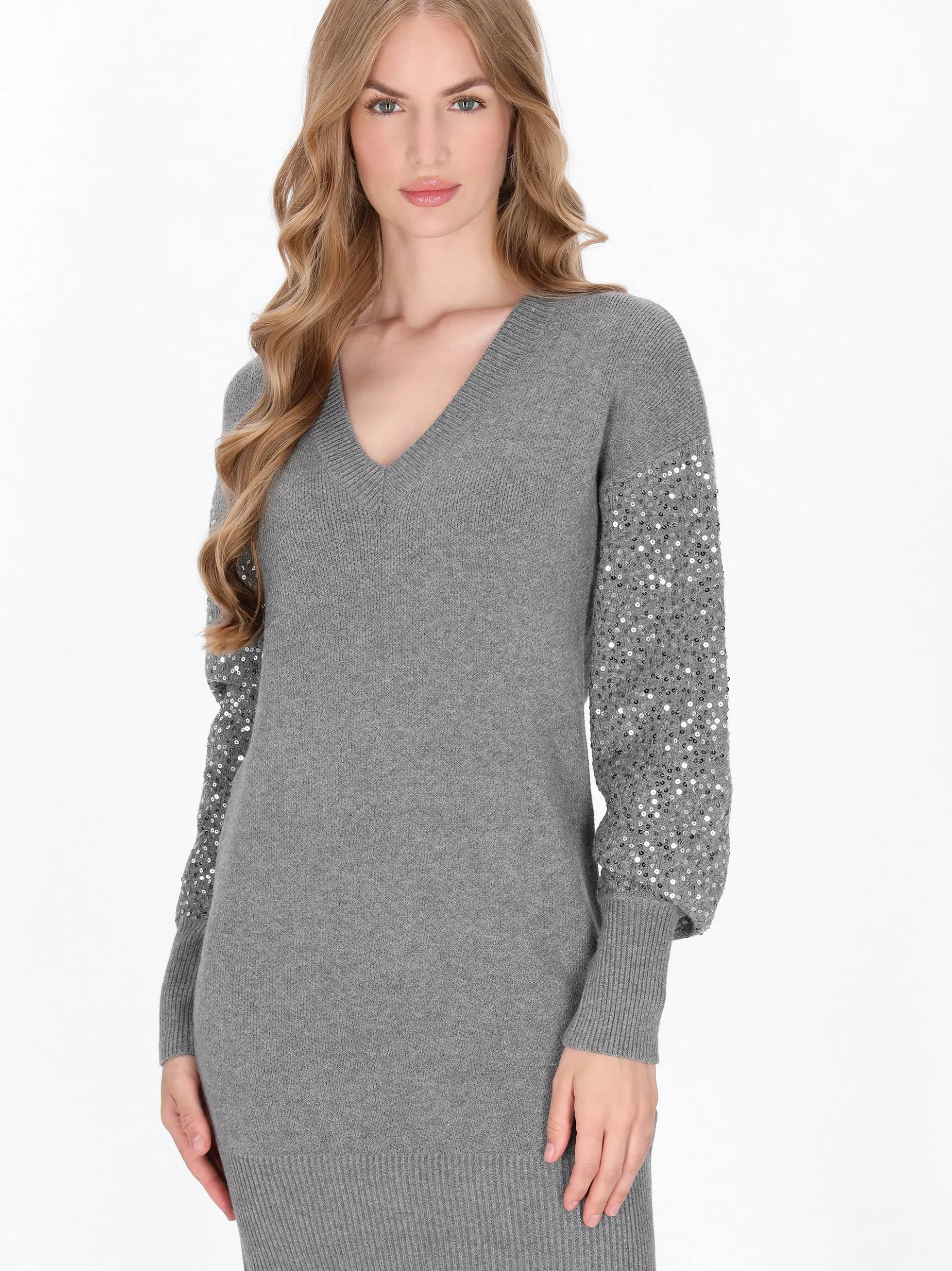 Dreimaster Damen Kleid in grau - Länge: mittel