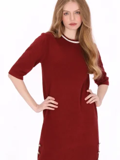 Dreimaster Damen Kleid in rot - Ausschnitt: Rundhals