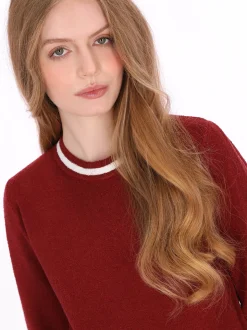 Dreimaster Damen Kleid in rot - Ausschnitt: Rundhals