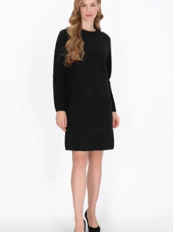 Dreimaster Damen Kleid in schwarz - Ausschnitt: Rundhals
