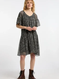 Dreimaster Damen Kleid in schwarz - Ausschnitt: Rundhals