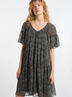 Dreimaster Damen Kleid in schwarz - Ausschnitt: Rundhals