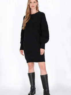Dreimaster Damen Kleid in schwarz - Ausschnitt: Rundhals