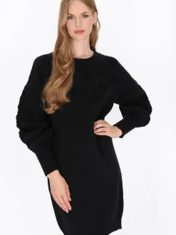 Dreimaster Damen Kleid in schwarz - Ausschnitt: Rundhals
