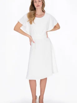 Dreimaster Damen Kleid in weiß - Ausschnitt: Rundhals