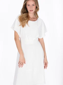 Dreimaster Damen Kleid in weiß - Ausschnitt: Rundhals