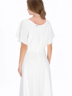 Dreimaster Damen Kleid in weiß - Ausschnitt: Rundhals