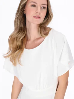 Dreimaster Damen Kleid in weiß - Ausschnitt: Rundhals