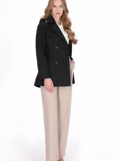 Dreimaster Damen Mantel in schwarz